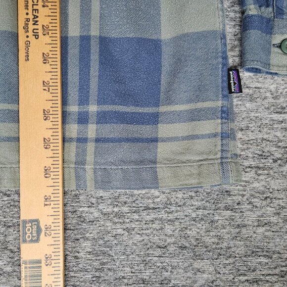 Patagonia Organic Cotton Flannel Blue/Green Long Sleeve Button Up Shirt Men XL - Picture 6 of 11